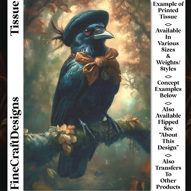 Papel De Seda Dissociação Gótica Raven, Beret e Arco Francês DC3 (Criador carregado)