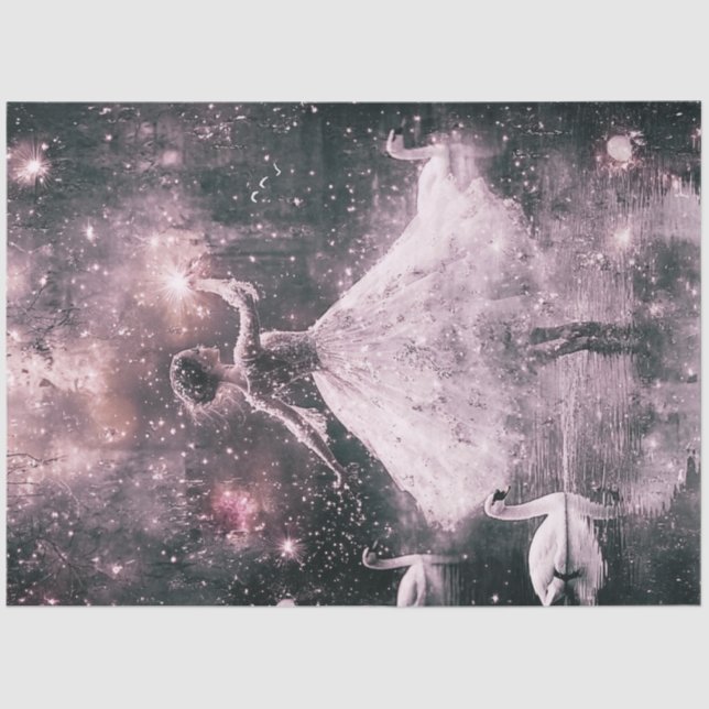 Papel De Seda Dissociação Graceful Ballerina & Swans Purple Hue (Frente )