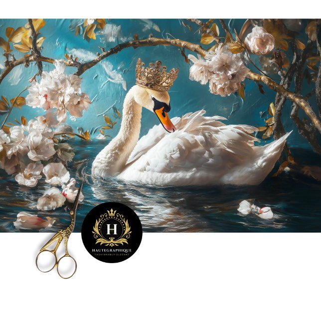 Papel De Seda Dissociação Graceful White Swan Blossom Branch (Criador carregado)