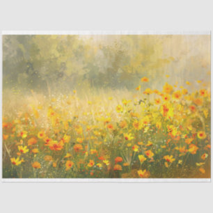 Papel De Seda Dissociação Impressionista de Flor Amarelo Vibrant