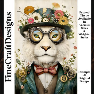 Papel De Seda Dissociação M1 Do Leão De Steampunk Floral Boho