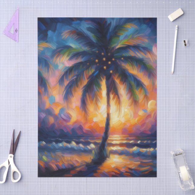 Papel De Seda Dissociação por Árvore Palm Tropical Impressionist (Arte )