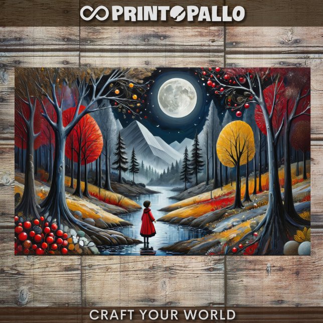 Papel De Seda Dissociação - Rapariga em vermelho e na paisagem d (Criador carregado)