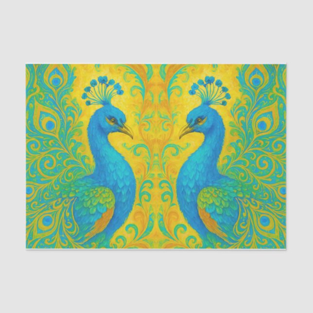 Papel De Seda Dissociação "Turquoise Peacock Art Nouveau" (Frente )