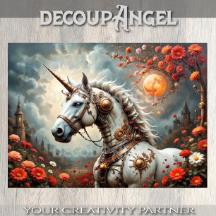 Papel De Seda Dissociação Unicórn Crimson Moon Steampunk