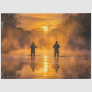Papel De Seda Dissociar Paisagem Picturesca Homens Pescando