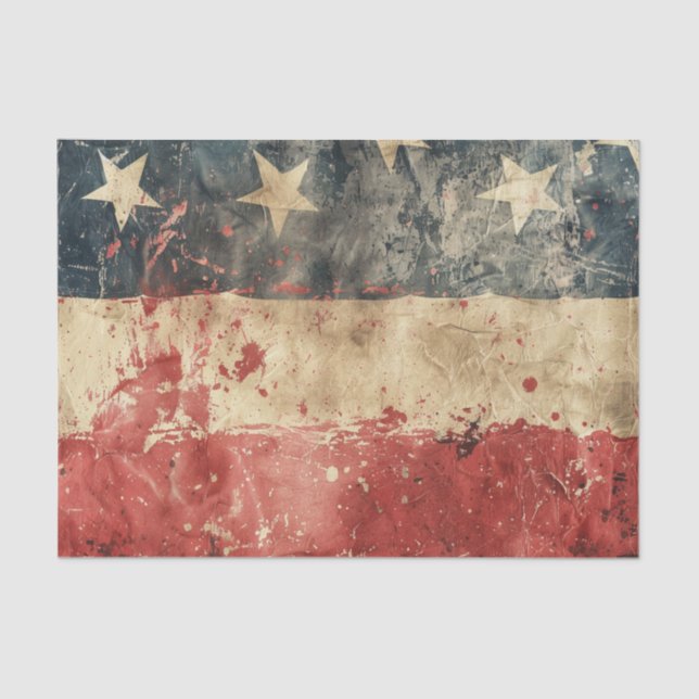 Papel De Seda Distressed American Patriotic USA Flag (Frente )