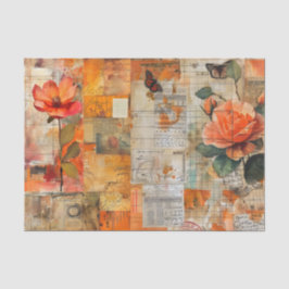 Papel De Seda Distressed Floral Ephemera Collage in Fall Colors