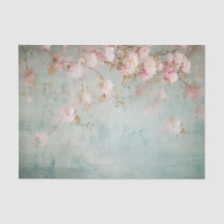 Papel De Seda Distressed Pale Pink Floral Branches on Side of