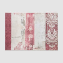 Papel De Seda Distressed Red and White Damask Stripes