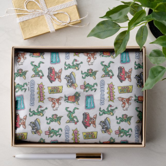 Papel De Seda Diversão com Adesivos Gremlins™ Padrão (Presente)