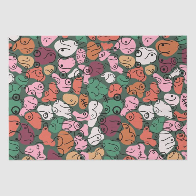 Papel De Seda diversão com padrão verde (Frente )