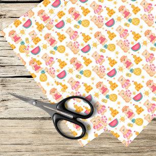 Papel De Seda diversão de verão com ursinho