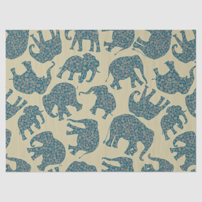 Papel De Seda Diversão Ditzy Paisley Elephants on Beige Tissue P (Frente )