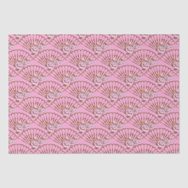 Papel De Seda Diversão estilo japonês e rosas rosa (Frente )