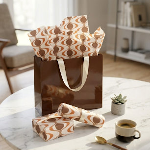 Papel De Seda Diversão Marfim Bege Marrom Laranja Queimada Ogee 