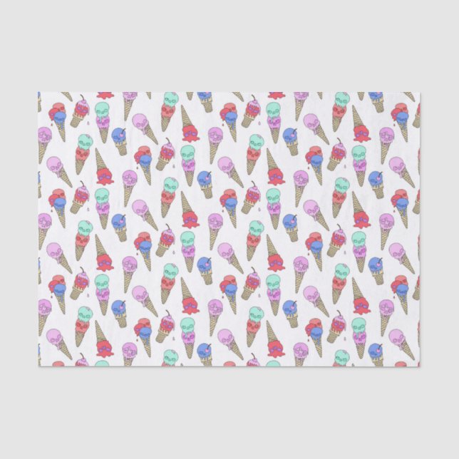 Papel De Seda Diversão Melty Summer Gótico Sorvete de crânio bra (Frente )