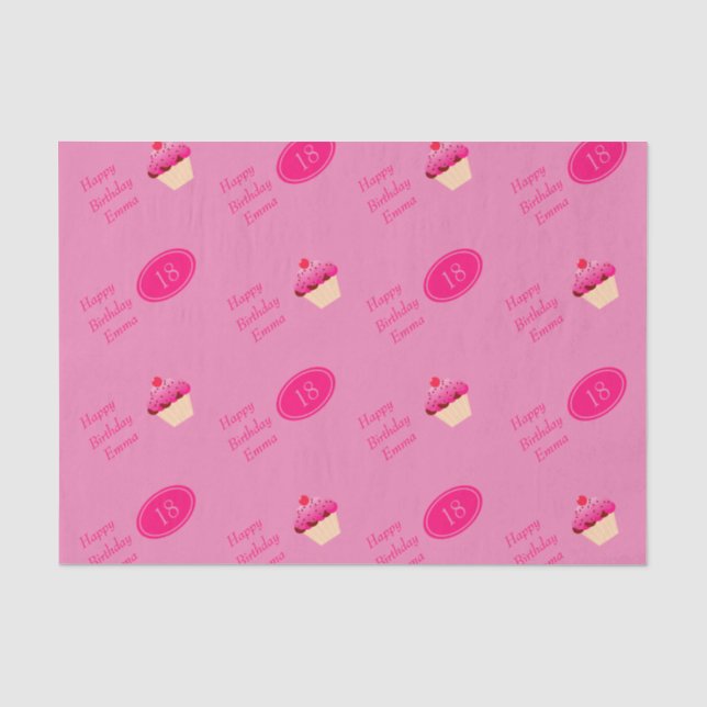 Papel De Seda Divertimento, cupcake cor-de-rosa brilhante algum (Frente )