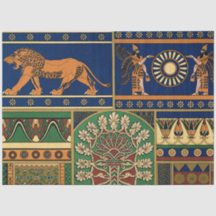 Papel De Seda Divindade Assíria Apkallu, Gênio Alado, Sol & Leão