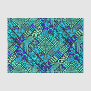 Papel De Seda Do abstrato verde do azul de Boho teste padrão