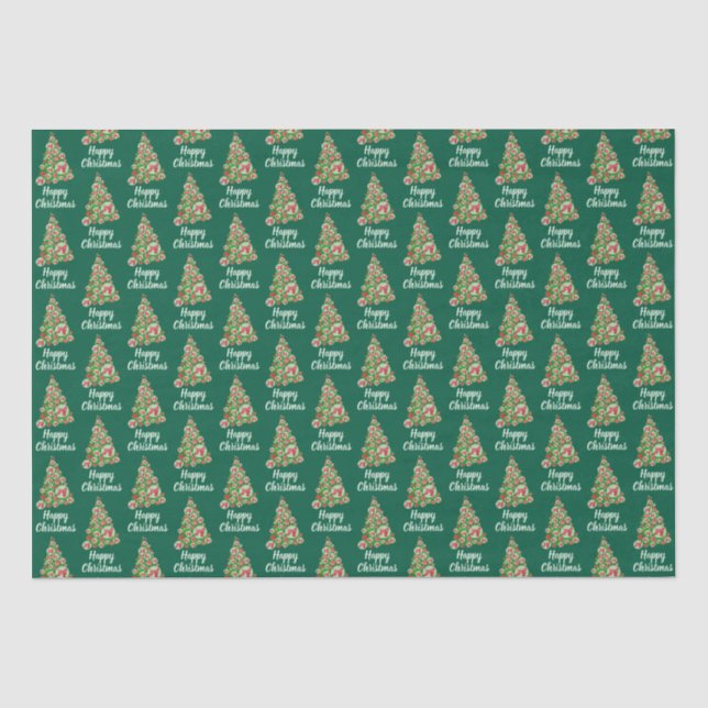 Papel De Seda Doberman Pinscher Silhouette Árvore de Natal Verde (Frente )