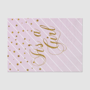 Papel De Seda Doce Menina Rosa e Dourada Confetti