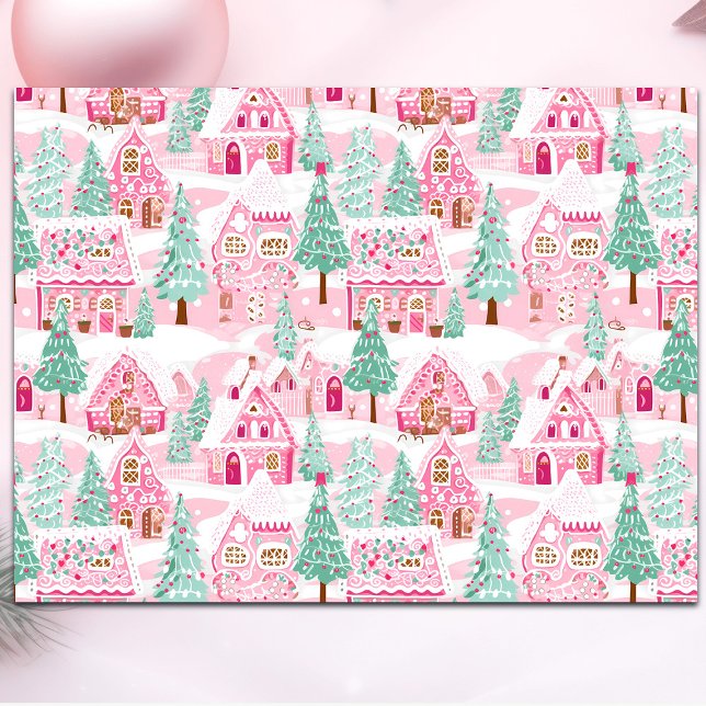 Papel De Seda Doce Pastel Pink Gingercake Natal (Criador carregado)