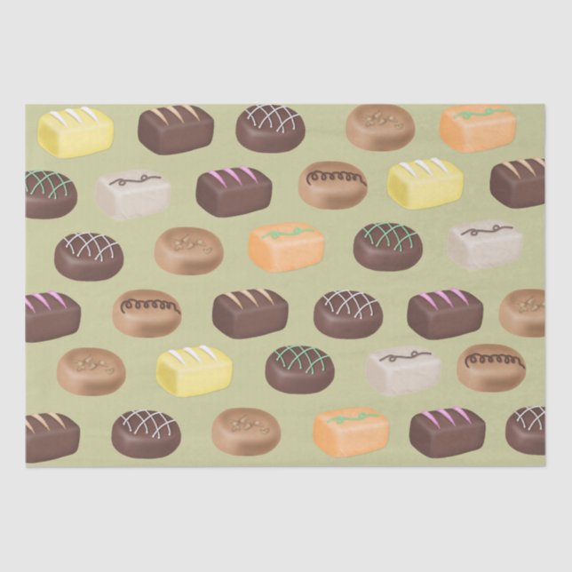 Papel De Seda Doces de Chocolate Cortados (Frente )