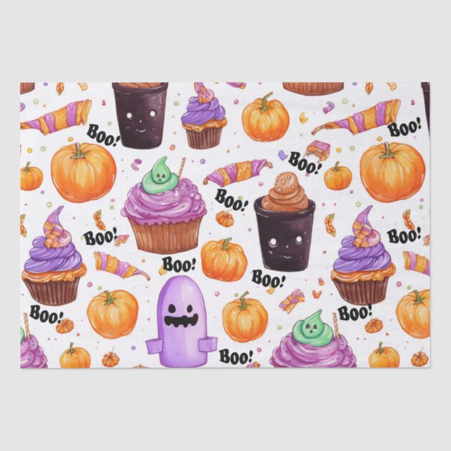 Papel De Seda Doces, guloseimas e jack-o-lanternas (Frente )