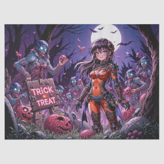 Papel De Seda Doces ou Travessuras Zumbis do Halloween Distribui (Frente )