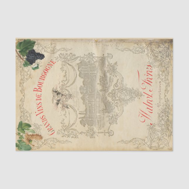 Papel De Seda Documento de tecidos do país do vinho (Frente )