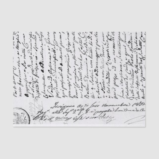 Papel De Seda Documento manuscrito da Vintage (Frente )