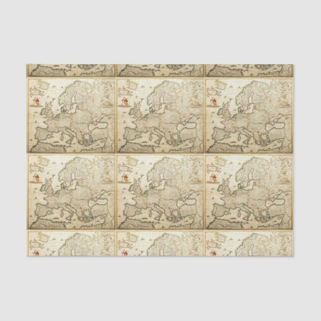 Papel De Seda Documento Tecido de Desvinculação - Mapa da Europa (Frente )