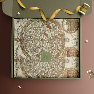 Papel De Seda Documento Tecido do Mapa Mundial de 1480