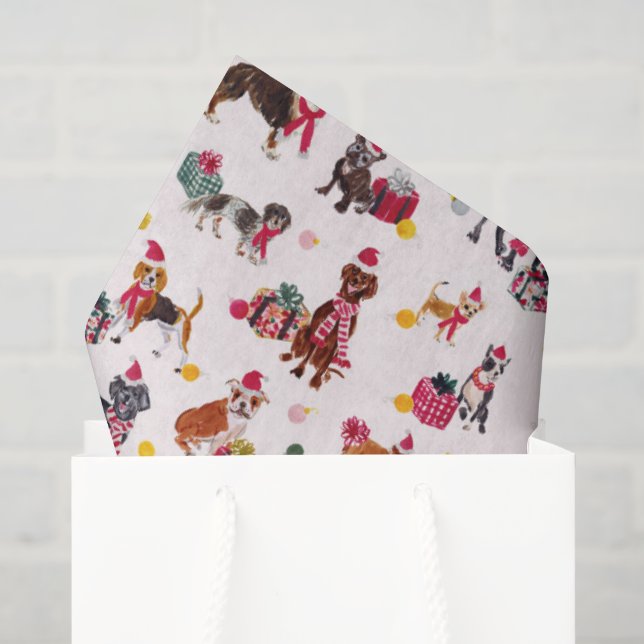 PAPEL DE SEDA DOÇURA DE CACHORRO DE NATAL CREAM (Sacola de presentes)