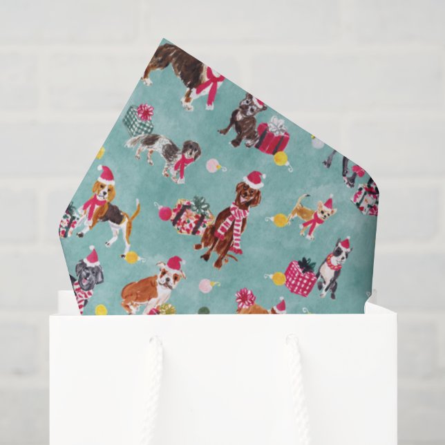 PAPEL DE SEDA DOÇURA DE CÃO DE NATAL (Sacola de presentes)