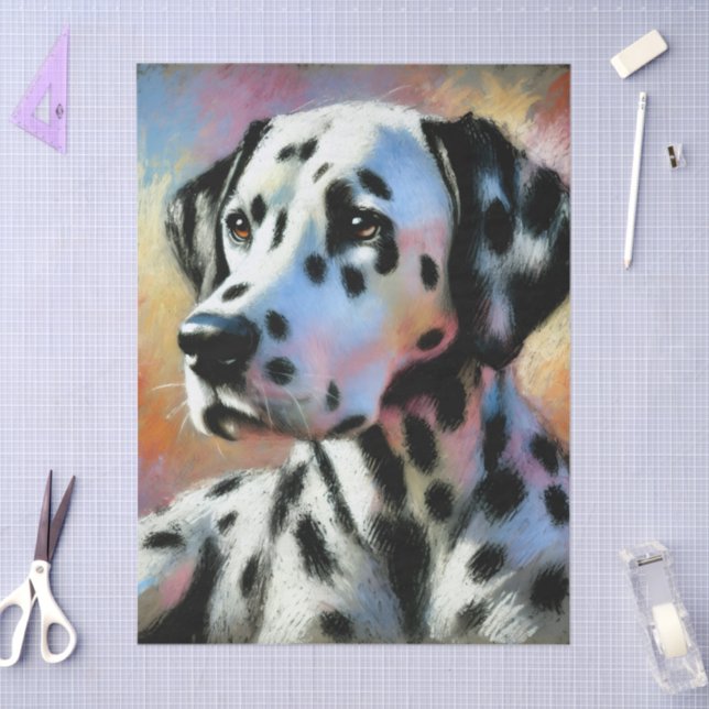 Papel De Seda Dog Black White Decoupage do Dalmatian Chalk (Arte )