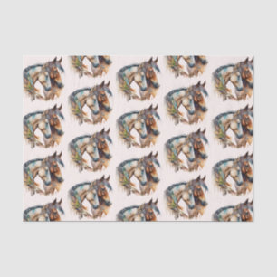 Papel De Seda Dois Belos Cavalos - Padrão Boho Ocidental