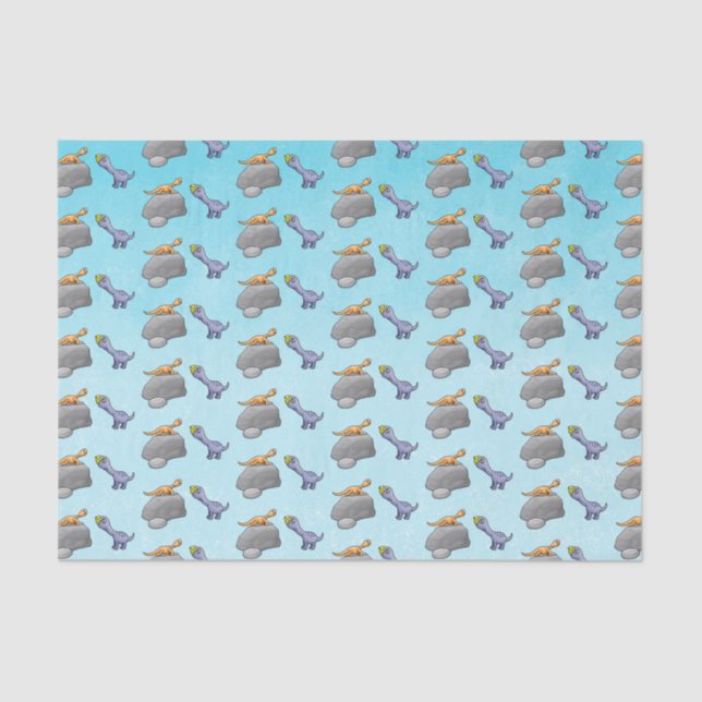 Papel De Seda Dois dinossauros cúbicos (Frente )