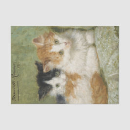 Papel De Seda Dois gatinhos sentados em uma almofada por Ronner-