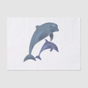 Papel De Seda Dois golfinhos tropicais pulando um ao outro