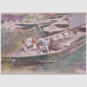 Papel De Seda Dois rapazes num barco (por Theodore Robinson)