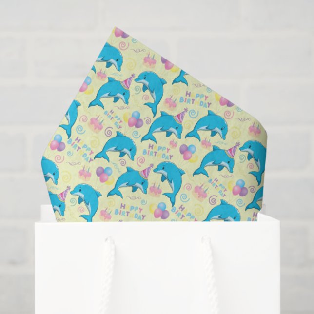 Papel De Seda Dolphin Tissue Paper in Yellow (Sacola de presentes)