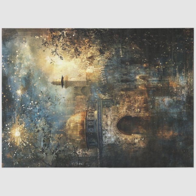 Papel De Seda Domo Ouro da Jerusalém Rochosa (Frente )