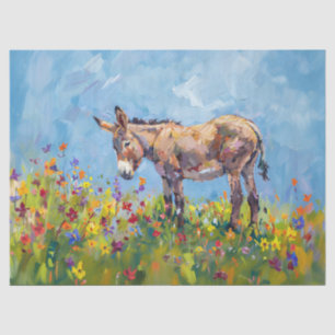 Papel De Seda Donkey com flores silvestres Impressionista Decoup