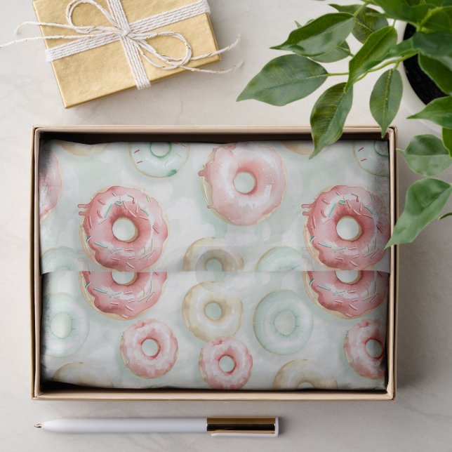 Papel De Seda Donuts de Creme Rosa Aniversário (Presente)