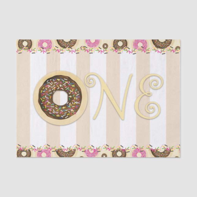 Papel De Seda Donuts Marrom com Creme e Confeitos de Aniversário (Frente )