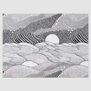 Papel De Seda Doodle Geométrico Preto e Branco Abstrato (7)