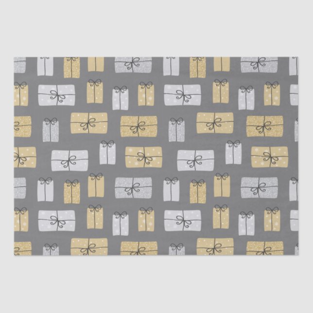 Papel De Seda Doodles Presentes de Natal Moderno (Frente )