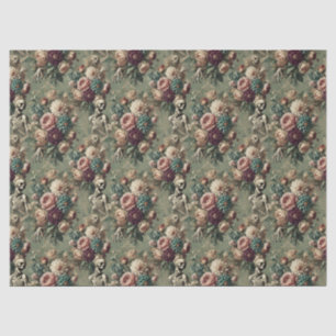 Papel De Seda Dor Cardíaca Posómica - Design Floral Gótica